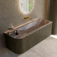 Badmeubel Mondiaz Kurve-Dlux | 125 cm | Meubelkleur Shadow | Wastafelkleur Oza | Solid surface | Wasbak rechter zijde spoelbak | Zonder kraangat(en)