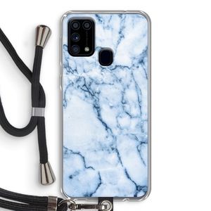 Blauw marmer: Samsung Galaxy M31 Transparant Hoesje met koord