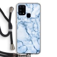 Blauw marmer: Samsung Galaxy M31 Transparant Hoesje met koord