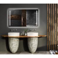 Badkamerspiegel Gliss Design Veri | 150x70 cm | Rechthoekig | Directe LED verlichting | Touch button | Met spiegelverwarming
