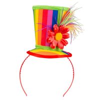 Carnaval verkleed mini hoedje voor diverse thema's - multi colour - ornamenten - diadeem - dames - thumbnail