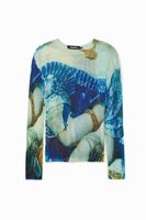 Arty T-shirt met lange mouwen - BLUE - XL - thumbnail