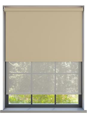 Dubbel Rolgordijn - Bella beige met Mood grijs gemêleerd