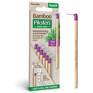 Bamboo Piksters Interdental Brushes Right Angle Fine - Paars - 6 stuks