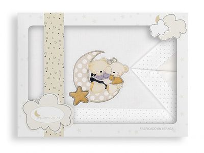 Interbaby beddengoed kinderwagen 106 x 72 cm katoen beige 3-delig