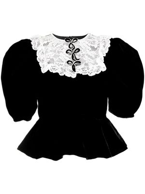 ANOUKI blouse bicolore à ornements en cristal - Noir