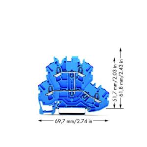 WAGO 2002-2209 Doorgangsklem 2-etages 5.20 mm Spanveer Toewijzing: N Blauw 50 stuk(s)