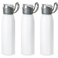 3x Stuks aluminium waterfles/drinkfles wit met klepdop en handvat 650 ml