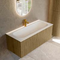 Badmeubel Mondiaz Kurve | 110 cm cm | Meubelkleur Dusk | Wastafelkleur Talc | Solid surface | Wasbak midden spoelbak | 1 kraangat