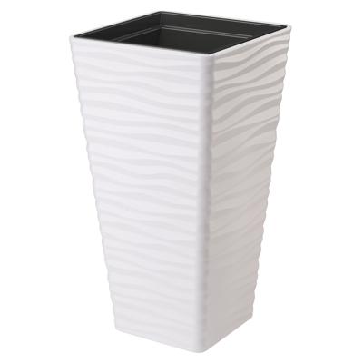 Form Plastic Plantenpot/bloempot Sahara Dunes - kunststof - wit - D40 x H75 cm - met binnenpot