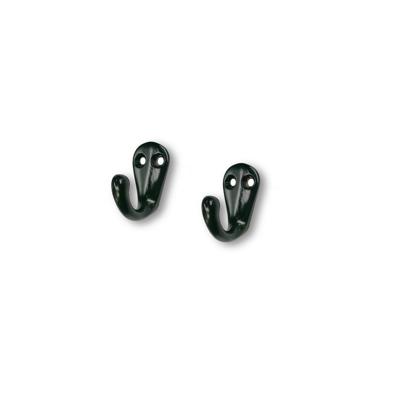Kapstokhaak - 6x stuks - zwart - jashaak - hoogwaardig metaal - 3,3 x 4,1 cm