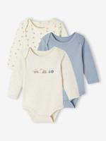 Set van 3 body's voor pasgeborenen met Amerikaanse opening blauw