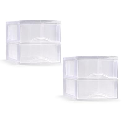 Plasticforte Ladeblokje/bureau organizer met 2x lades - transparant - L26 x B36 x H25 cm