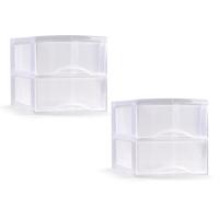 Plasticforte Ladeblokje/bureau organizer met 2x lades - transparant - L26 x B36 x H25 cm
