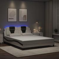 Bedframe met LED-verlichting kunstleer wit en zwart 160x200 cm