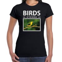 Wielewaal vogels t-shirt met dieren foto birds of the world zwart voor dames - thumbnail