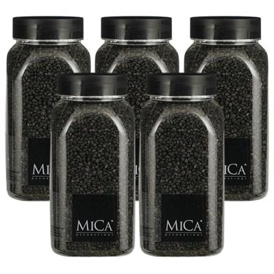 Mica Decorations decoratie stenen/granulaat - 5x - 650ml - antraciet - hobby steentjes