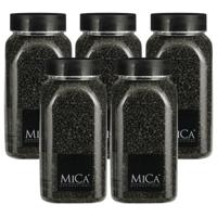 Mica Decorations decoratie stenen/granulaat - 5x - 650ml - antraciet - hobby steentjes