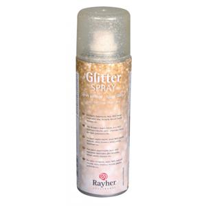 Hobby verf spray - met glitters - goud - 125 ml - voor papier/glas/keramiek/metaal/plastic etc