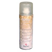 Hobby verf spray - met glitters - goud - 125 ml - voor papier/glas/keramiek/metaal/plastic etc