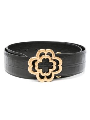 Maje ceinture en cuir à effet peau de crocodile - Noir