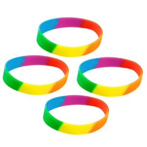 Siliconen armbandjes - 4x - stretch - regenboog - polsbandjes - volwassenen