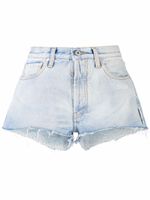 Off-White short en jean à bords frangés - Bleu - thumbnail