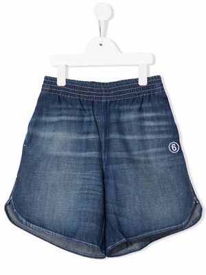 Château Lafleur-Gazin short en jean à logo brodé - Bleu