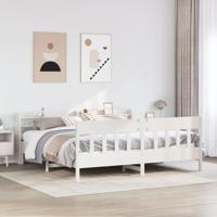Bedframe zonder matras massief grenenhout wit 180x200 cm