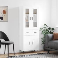 Hoge kast 69,5x34x180 cm bewerkt hout wit