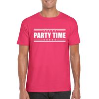 Fuschsia roze t-shirt heren met tekst Party time 2XL  -