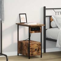 Nachtkastje met lade Gerookt eiken 60 x 30 x 61 cm Bewerkt hout