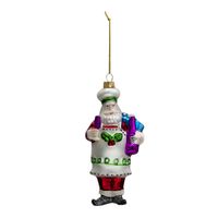 HAES DECO - Kersthanger Kerstman 8x6x17 cm - Wit - Kerstdecoratie, Decoratie Hanger, Kerstboomversiering - thumbnail