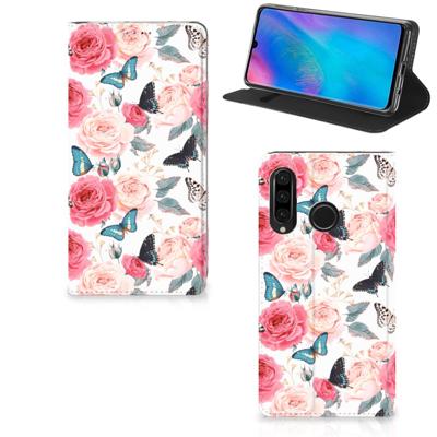 Huawei P30 Lite New Edition Smart Cover Butterfly Roses Huawei P30 Lite New Edition Smart Cover Butterfly Roses
