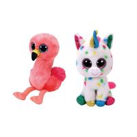 Ty - Knuffel - Beanie Boo's - Gilda Flamingo & Harmonie Unicorn