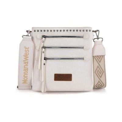 Bon&Bon West Cow Print Crossbody Bag with Guitar Strap - Multi Pocket Beige