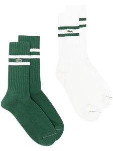 Lacoste lot de chaussettes rayées à patch logo - Vert