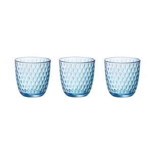 Bormioli Rocco Waterglas/drinkglas - 4x stuks - blauw transparant met relief - 290 ml