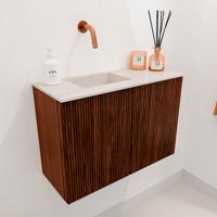 Toiletmeubel Mondiaz Joya Dlux | 60 cm | Meubelkleur Ruby | Faye wastafel Meli Wasbak Links | Zonder kraangat(en)