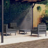 5-delige Loungeset met antracietkleurige kussens grenenhout