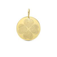 Gepersonaliseerde vingerafdrukken klaver bedel - Stainless steel - Goud - 15 mm - 4 vingerafdrukken