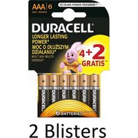 12 Stuks (2 Blisters a 6 st) Duracell Batterijen AAA - thumbnail