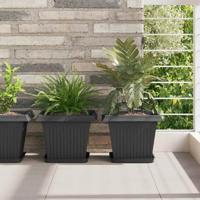 Vierkante Bloempot 24 pcs Zwart 28,5 x 28,5 x 22 cm Kunststof