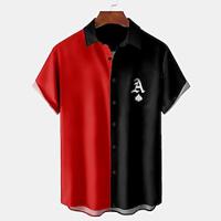 Hawaii Casual Voor heren Overhemd met knopen Bowlingshirt Korte mouw Dagelijks Vakantie Zomer Lente Strijkijzer Overhemden met kraag Dichtknopen 3D-afdrukken Dun Zwart Polyester Lightinthebox