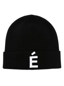 Études Studio bonnet en laine à patch logo - Noir