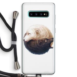 Yin Yang Wolves: Samsung Galaxy S10 Plus Transparant Hoesje met koord