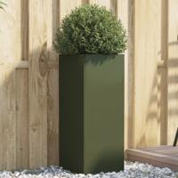 VidaXL Plantenbak 32x29x75 cm staal olijfgroen