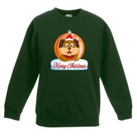 Kersttrui Merry Christmas hond kerstbal groen kinderen Kersttrui Merry Christmas hond kerstbal groen kinderen