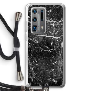 Zwart marmer: Huawei P40 Pro Plus Transparant Hoesje met koord