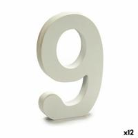 Cijfer 9 Hout Wit (1,8 x 21 x 17 cm) (12 Stuks)